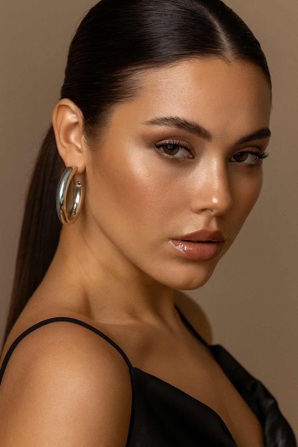 Sterling Silver LUX Large Round Tube Hoop Earrings