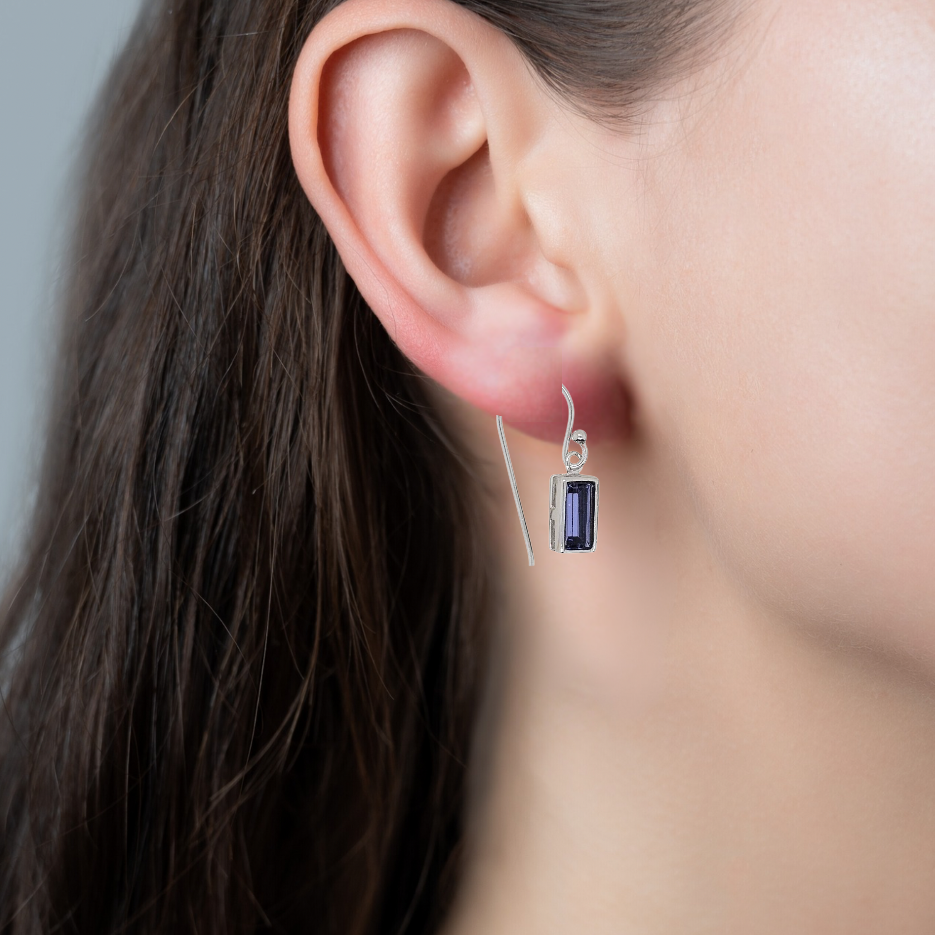 Sterling Silver Swarovski Drop Earrings-Tanzanite