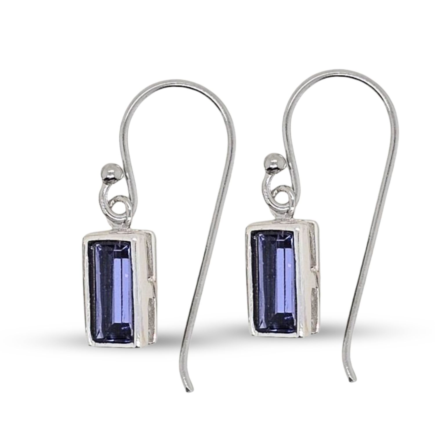 Sterling Silver Swarovski Drop Earrings-Tanzanite