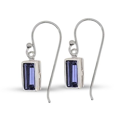 Sterling Silver Swarovski Drop Earrings-Tanzanite
