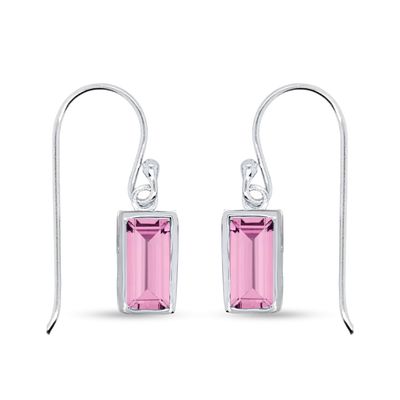 Sterling Silver Swarovski Drop Earrings-Pink