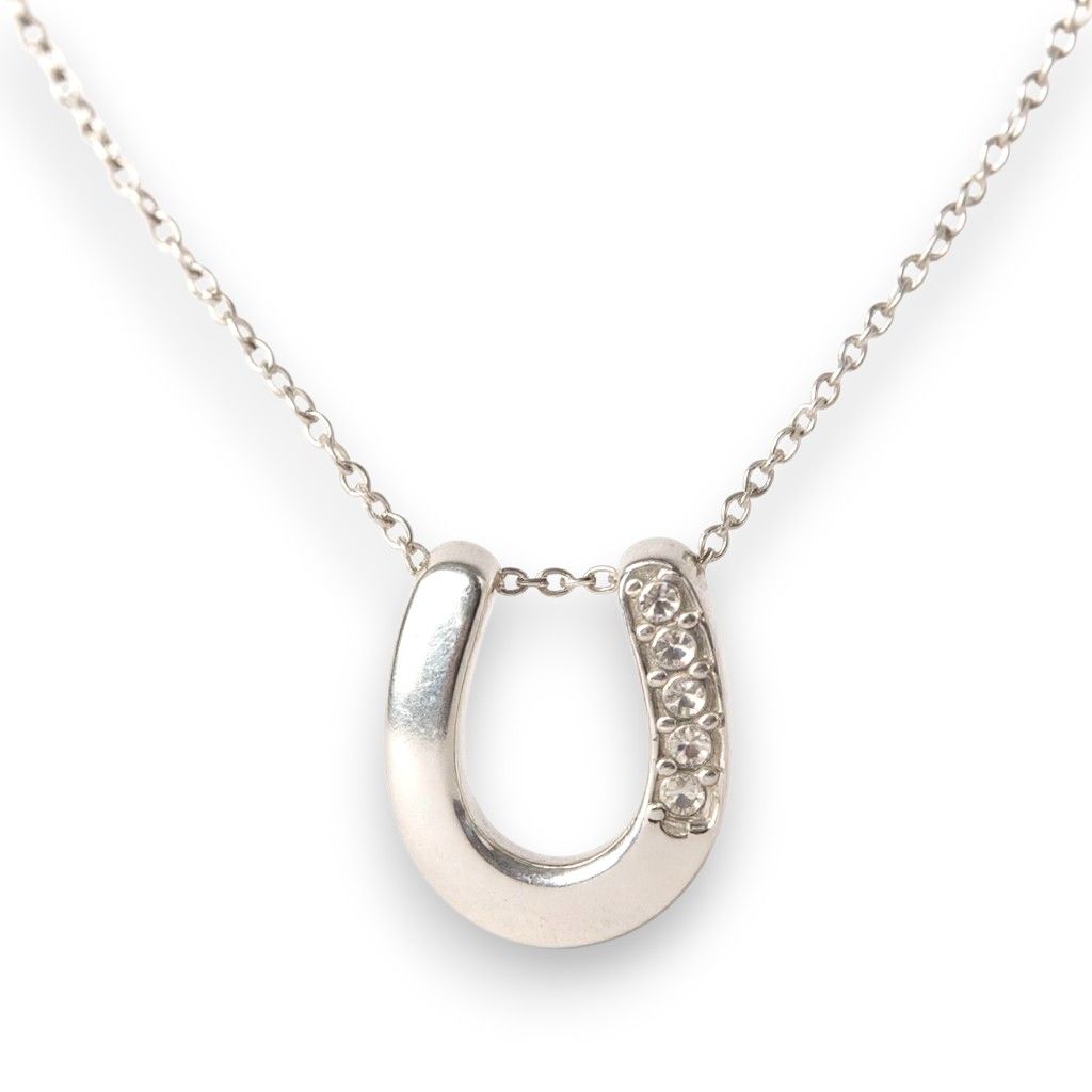 Sterling Silver Horse Shoe CZ Pendant