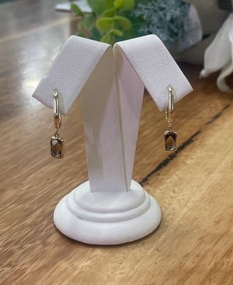 9ct YG FACETED SMOKY QTZ HUGGIE Earrings