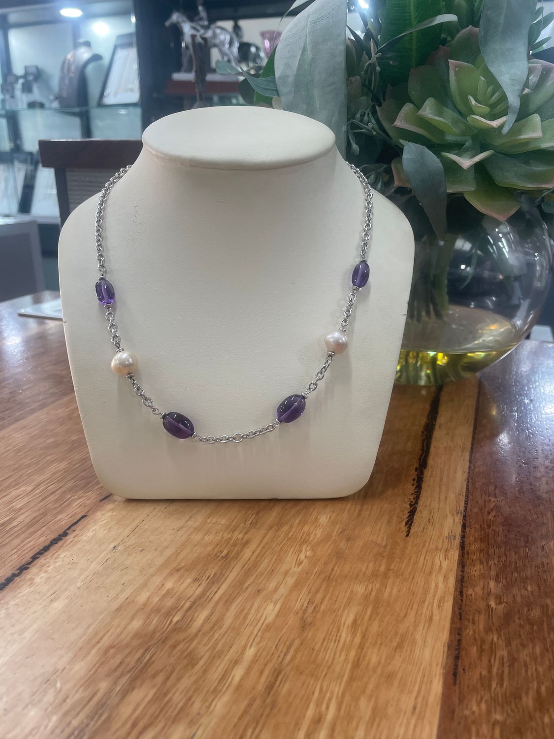 Sterling Silver Amethyst  & FWP Necklace