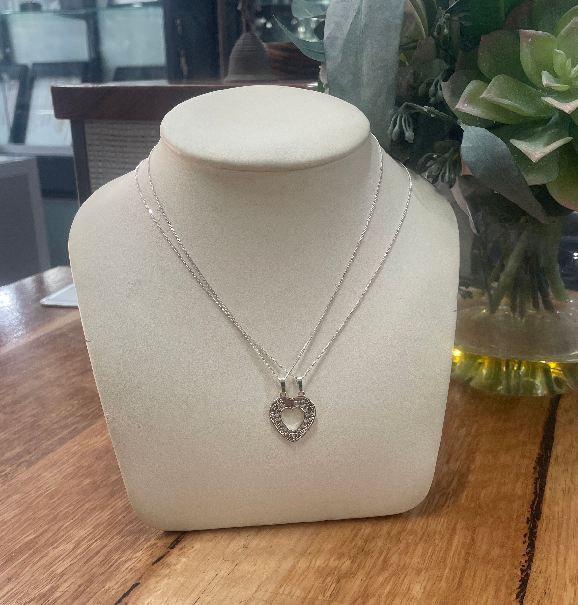 Break Apart-Sterling Silver Heart Pendant & Chains