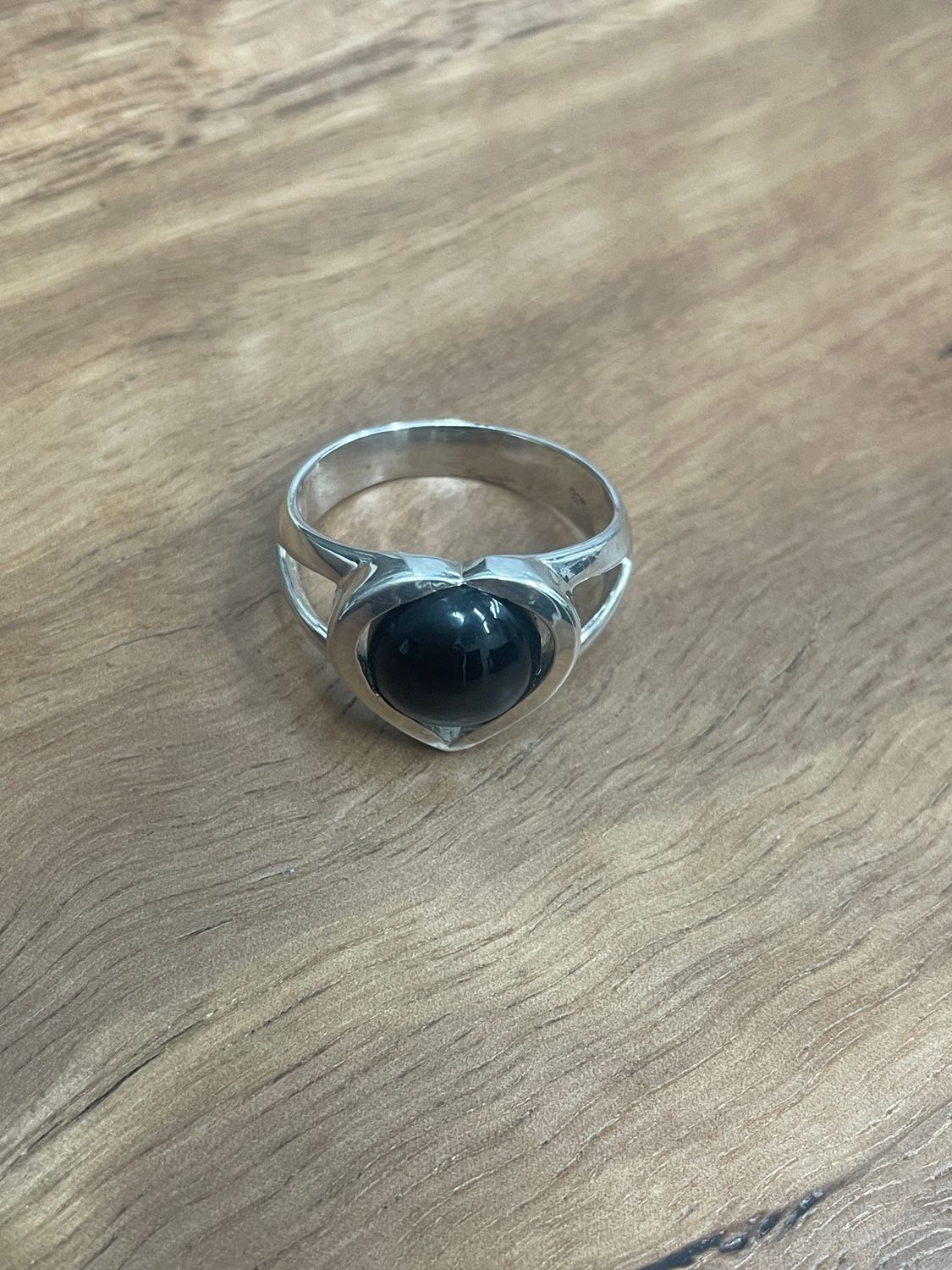 Sterling Silver Heart Onyx Ring