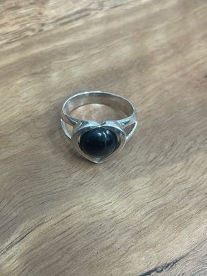 Sterling Silver Heart Onyx Ring