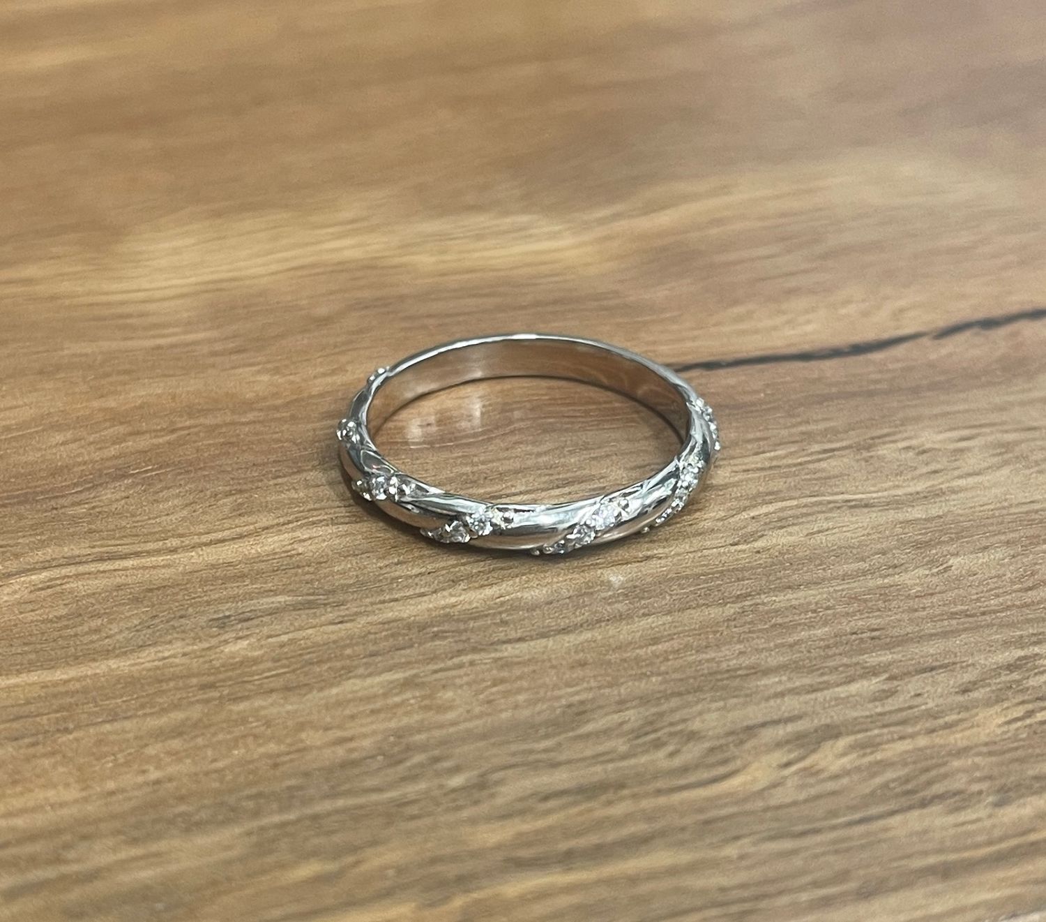 Sterling Silver CZ Twist Ring