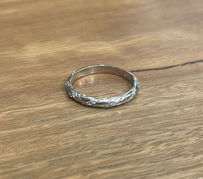 Sterling Silver CZ Twist Ring