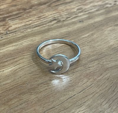 Sterling Silver Star & Moon Ring
