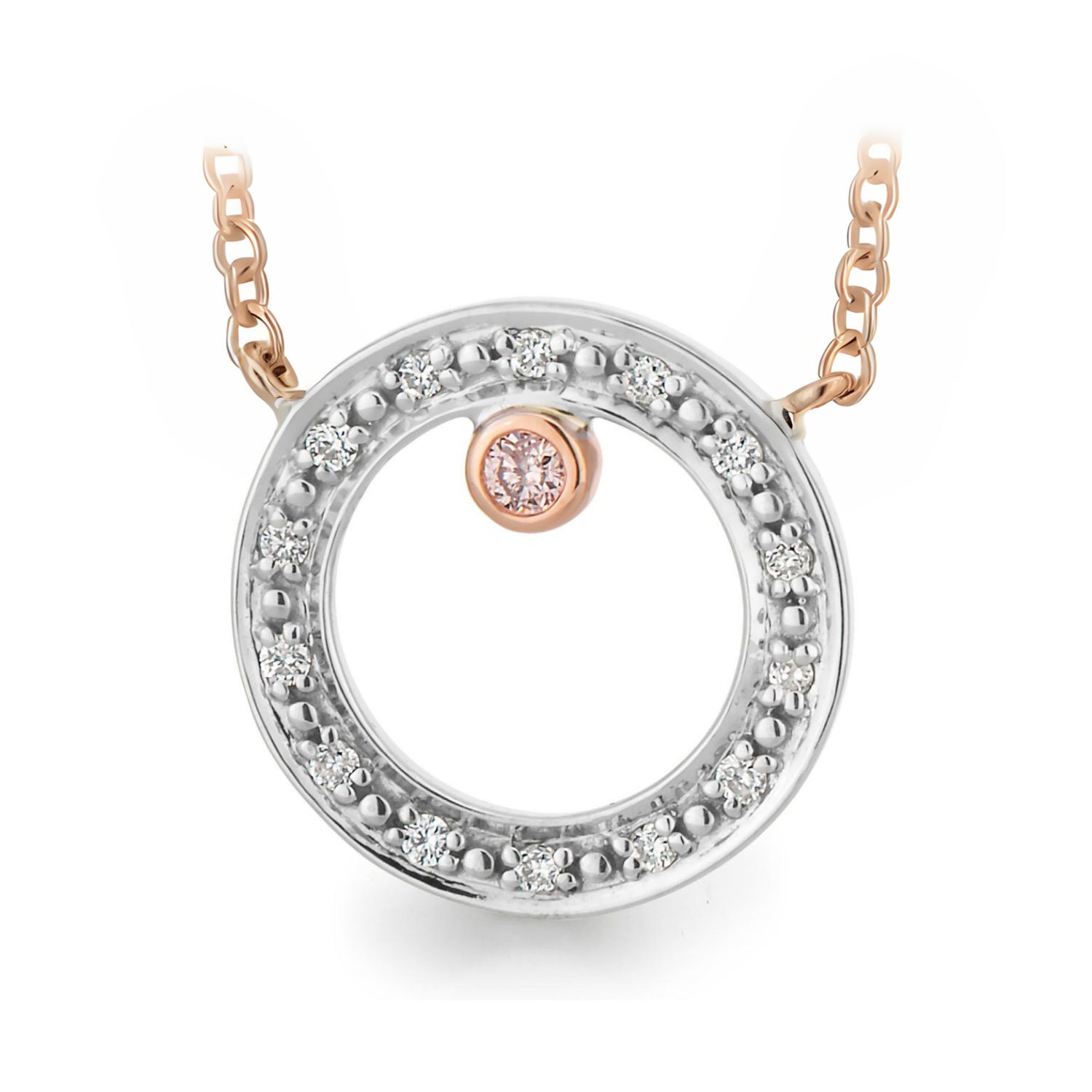 9ct Pink & White Diamond Pendant PINK CAVIAR