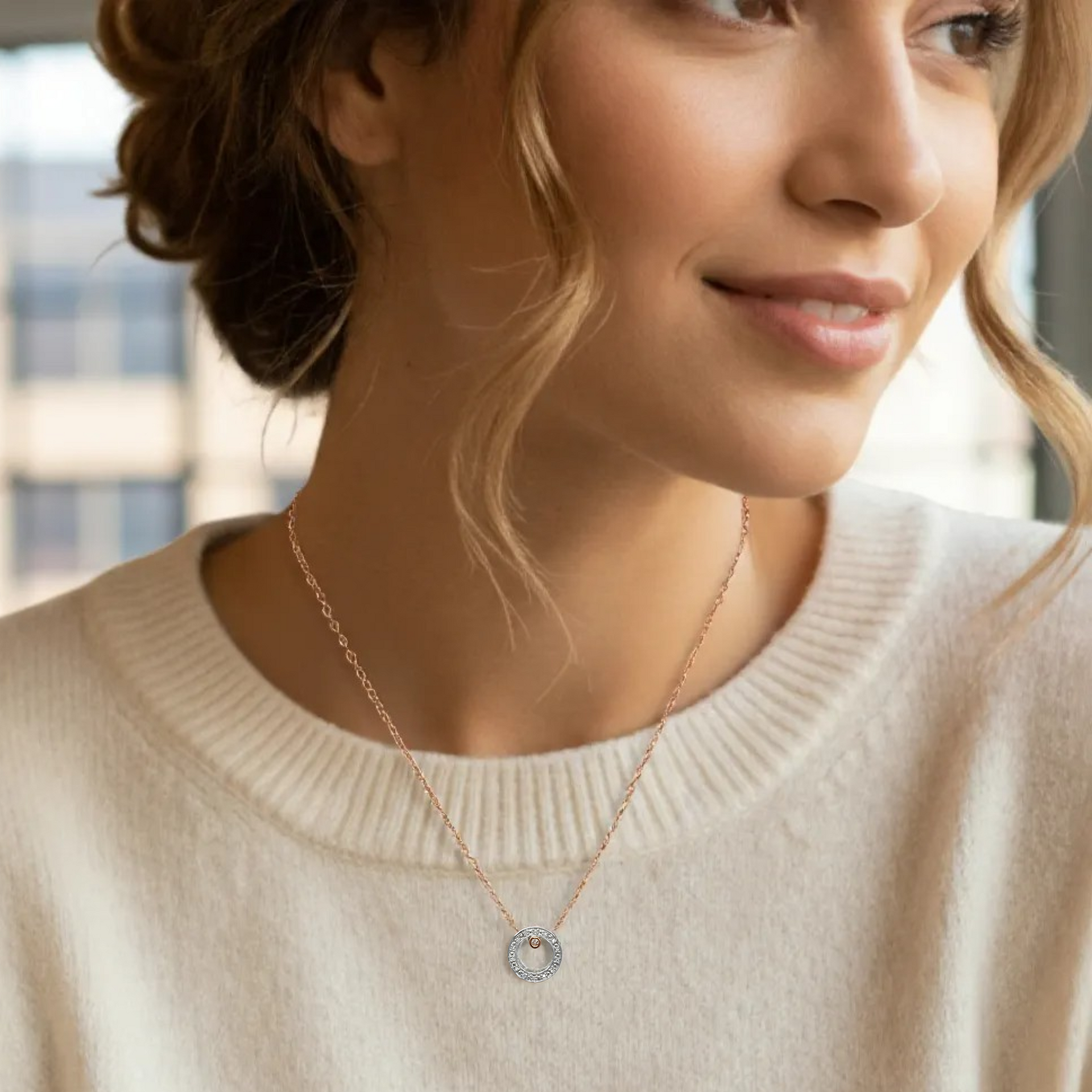 9ct Pink & White Diamond Pendant PINK CAVIAR