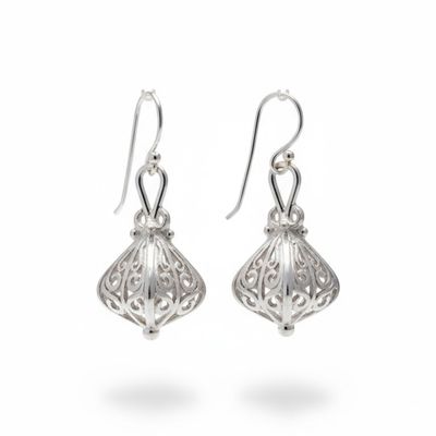 Sterling Silver Filigree Lantern Drop Earrings Sterling Silver Filigree Lantern Drop Earrings