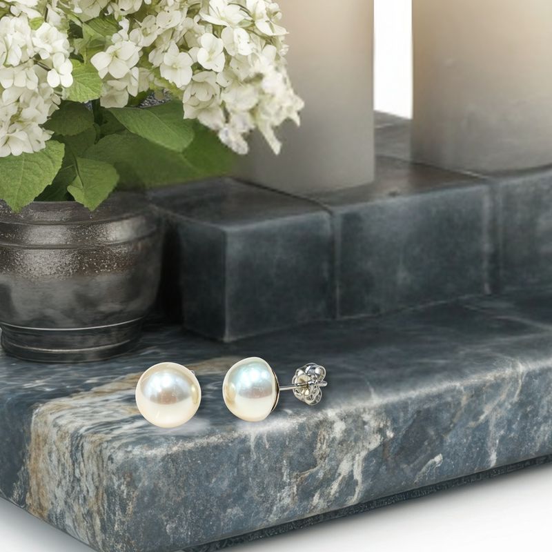 Sterling Silver Mabe Pearl Stud Earrings