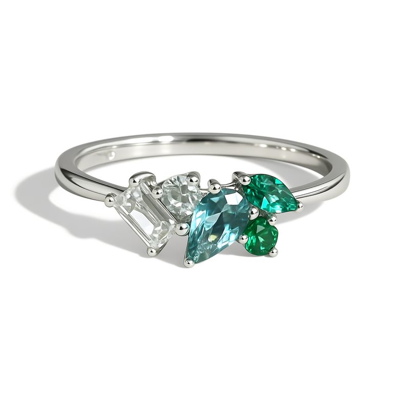 Sterling Silver Emerald & CZ Ring