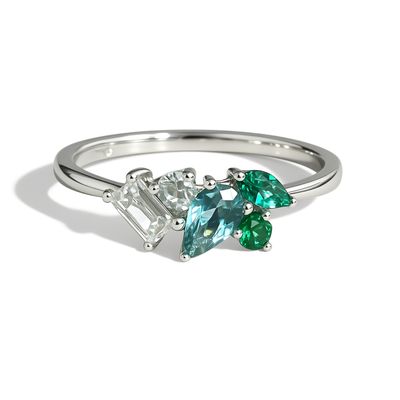 Sterling Silver Emerald & CZ Ring