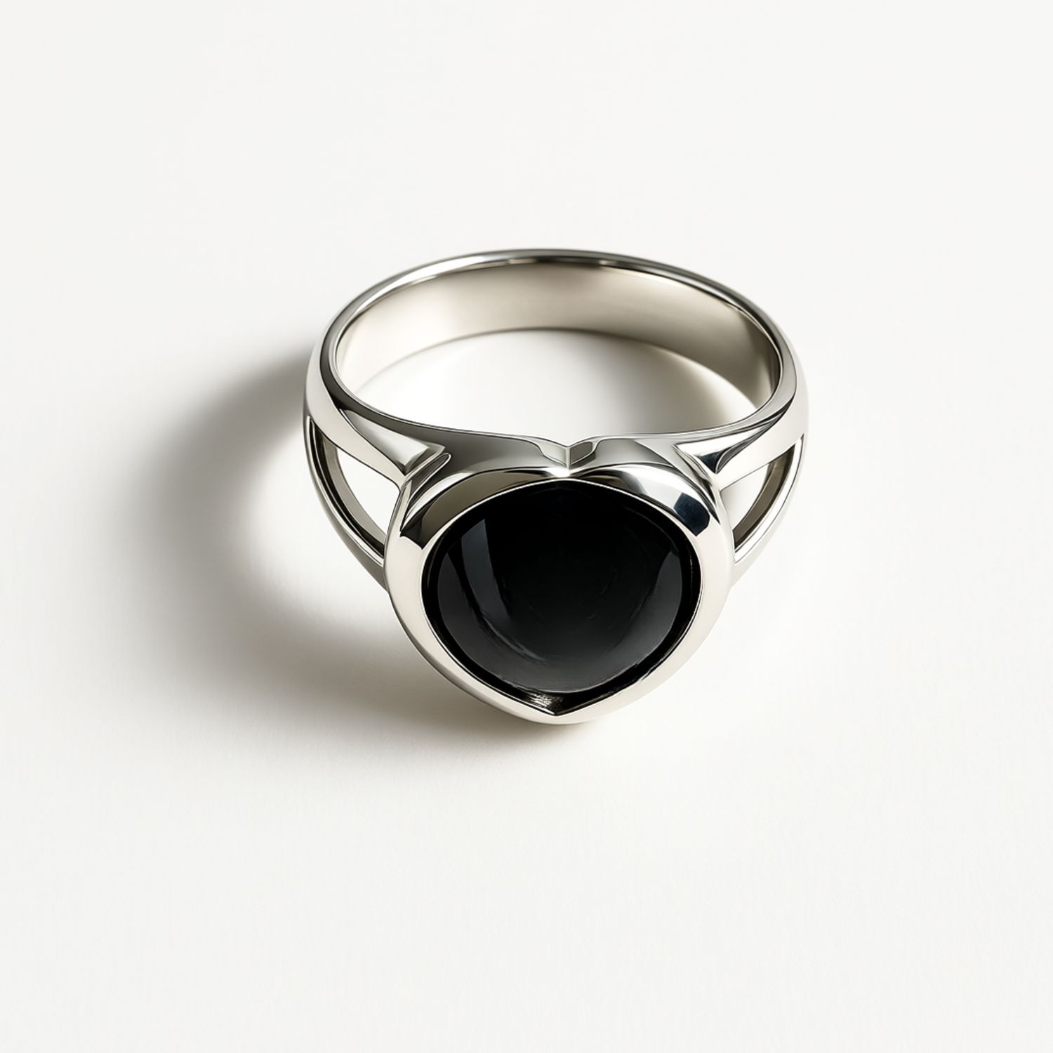 Sterling Silver Heart Onyx Ring