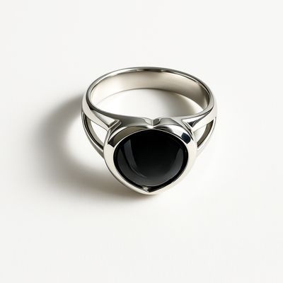 Sterling Silver Heart Onyx Ring