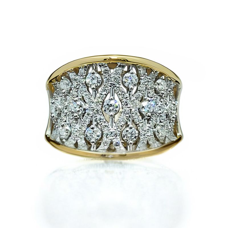 9ct Yellow Gold Concave Diamond Ring