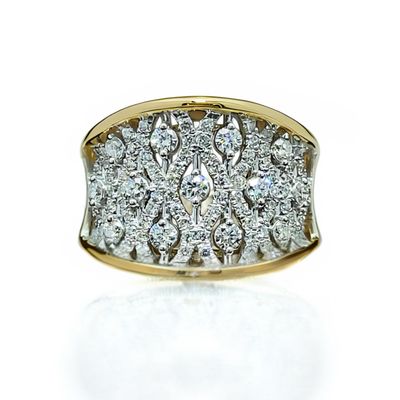 9ct Yellow Gold Concave Diamond Ring