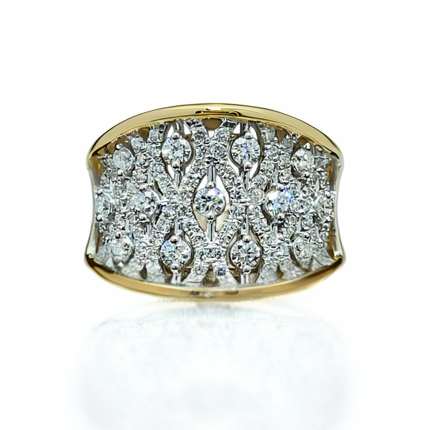 9ct Yellow Gold Concave Diamond Ring
