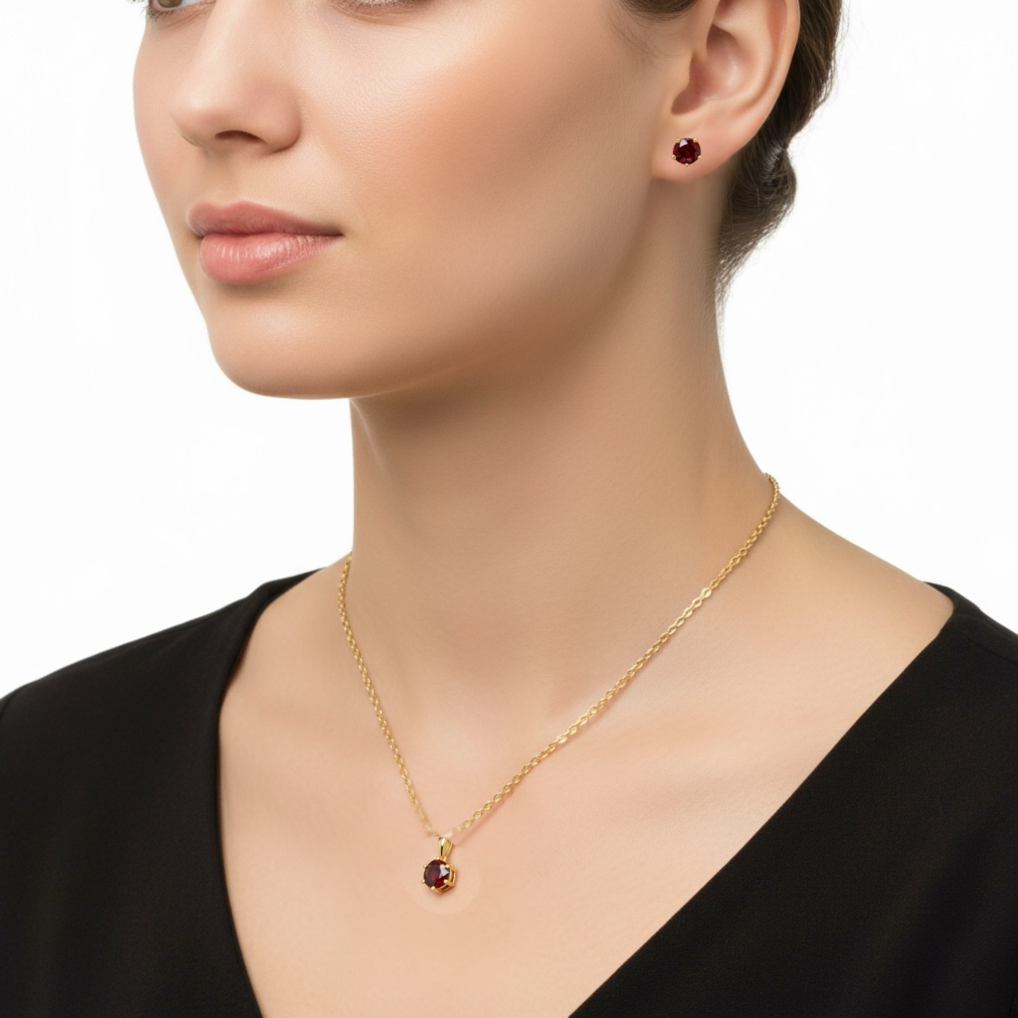 9ct Yellow Gold Coloured Gemstone Pendant & Earring Set SPECIAL