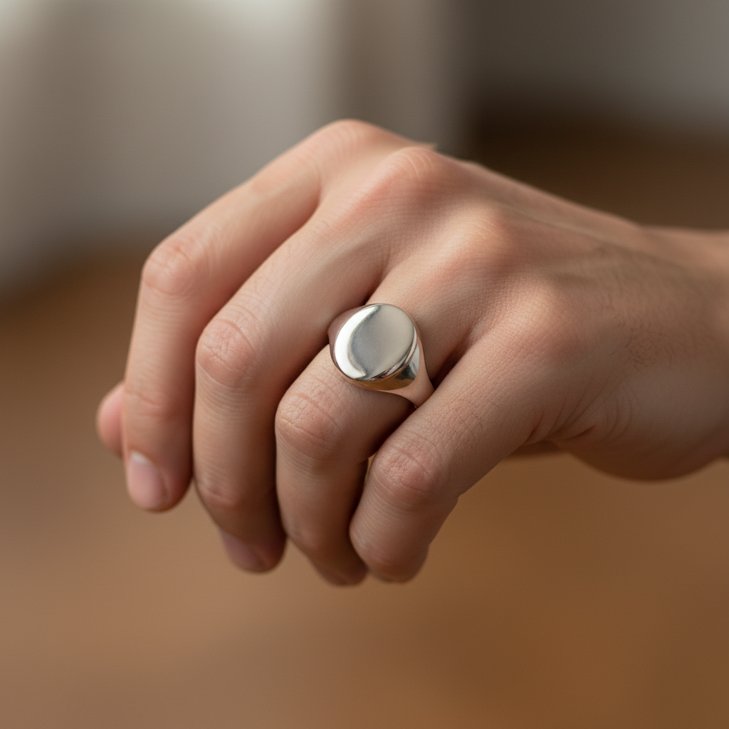 Sterling Silver Large Oval Signet Ring