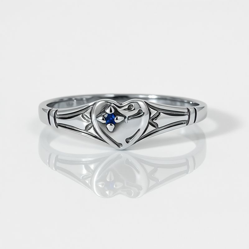 Sterling Silver Petite Heart Signet Ring