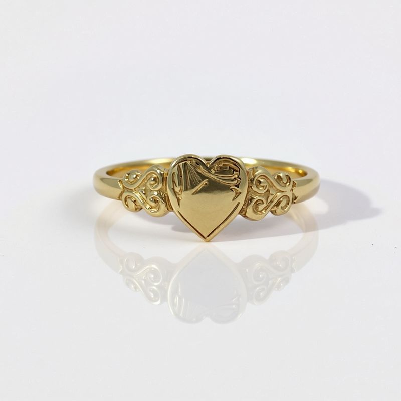 9Y Heart Signet Ring