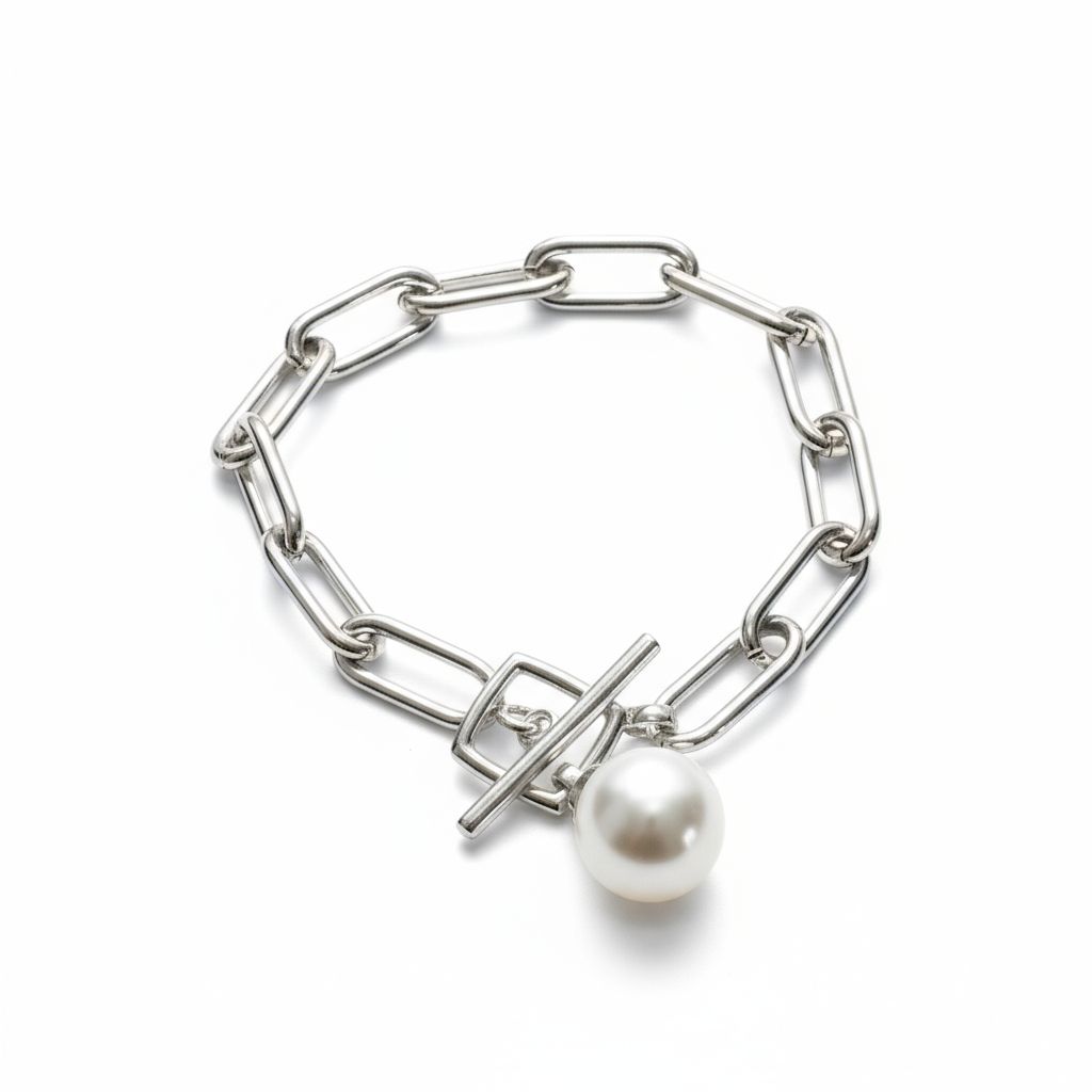 Sterling silver Anker link Pearl Bracelet