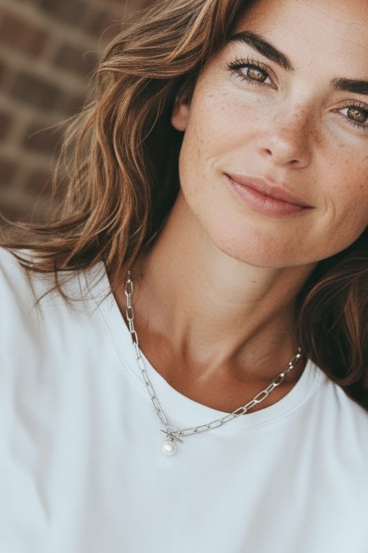 Sterling Silver Anker Link & Sea Pearl Chain-50cm