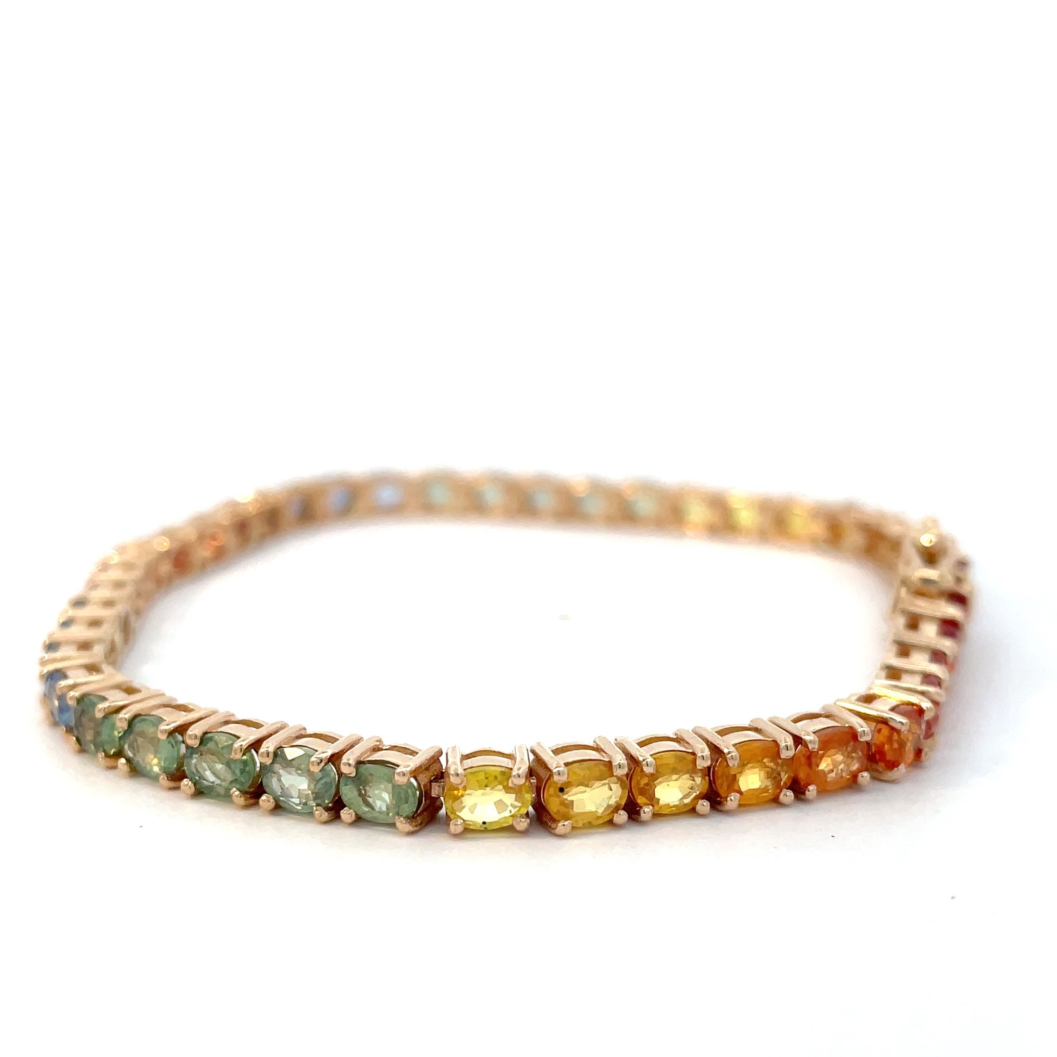 18Y Multi Coloured Natural Sapphire Tennis Bracelet