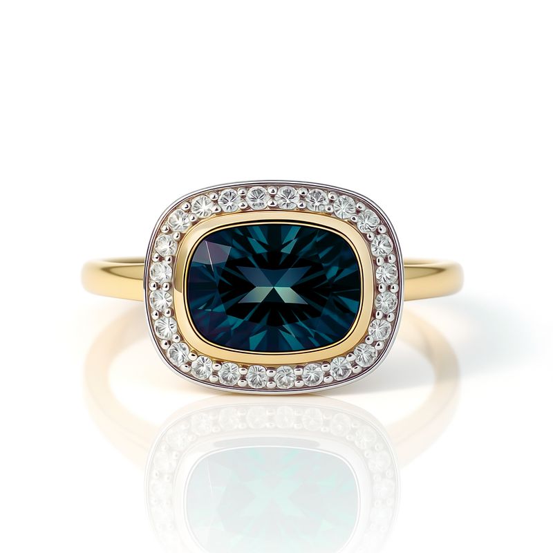 9ct Yellow London Blue Topaz & Diamond Ring
