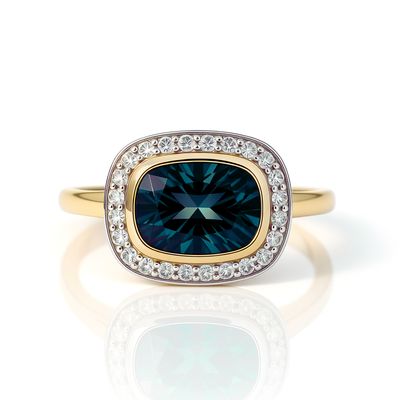 9ct Yellow London Blue Topaz & Diamond Ring