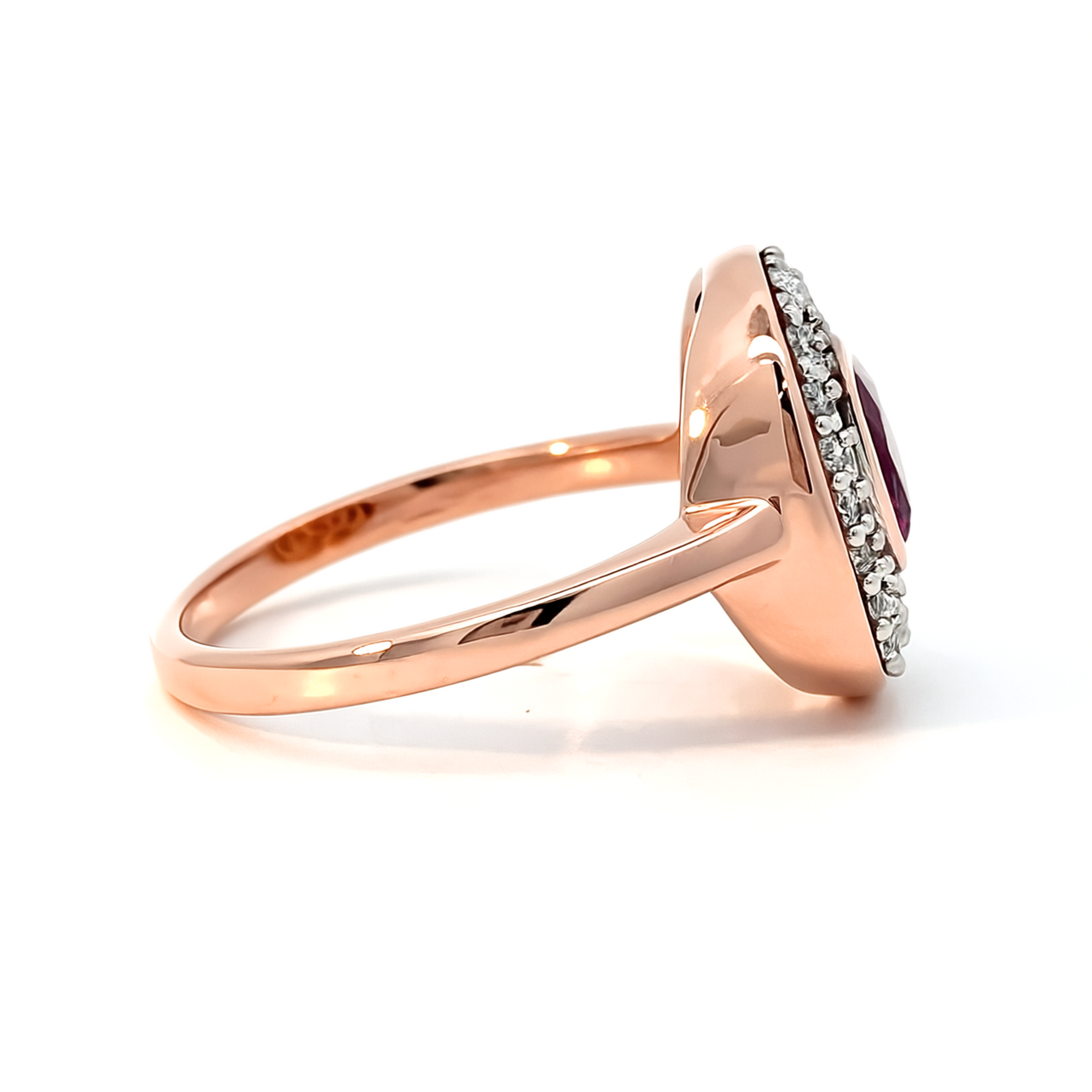 9ct Rose Gold Rhodolite Garnet & Diamond Ring