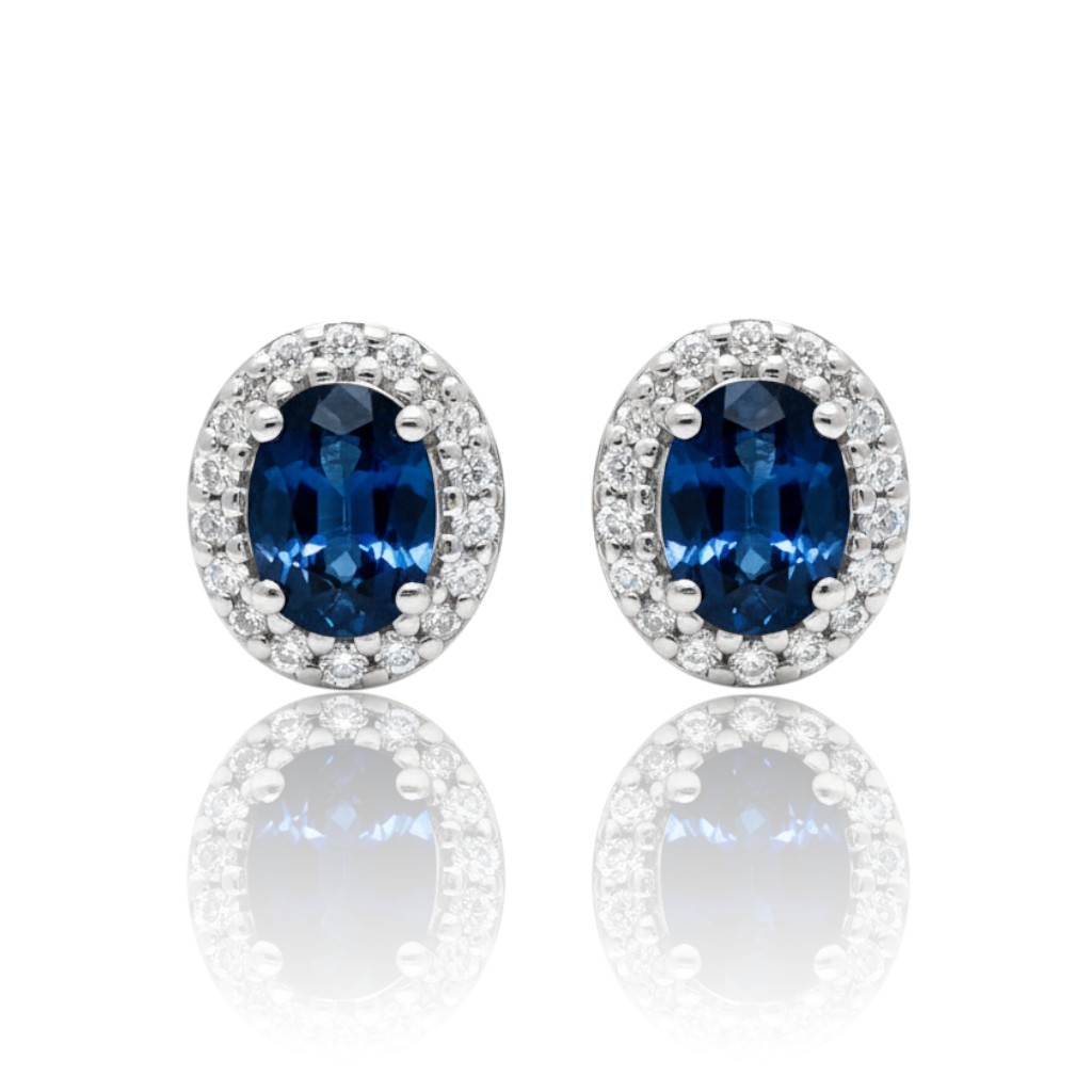 9ct White Gold Sapphire & Diamond Earrings