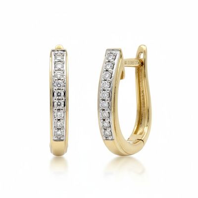 9ct Channel & Bead Set Diamond Huggie Earrings