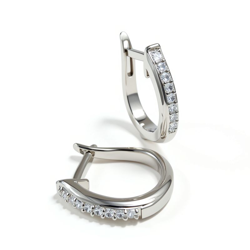 9ct Channel & Bead Set Diamond Huggie Earrings