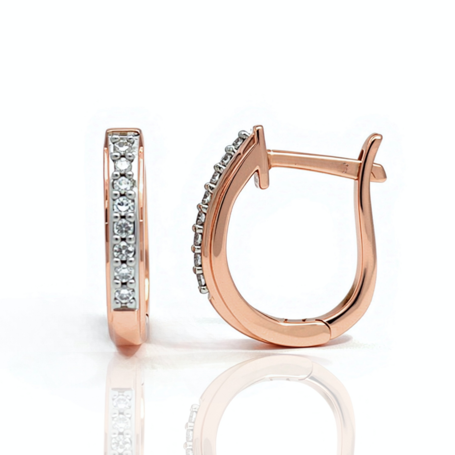 9ct Channel & Bead Set Diamond Huggie Earrings