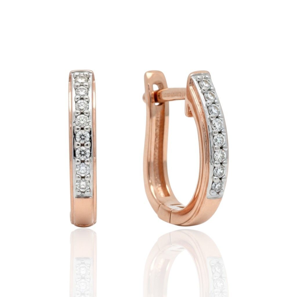 9ct Channel & Bead Set Diamond Huggie Earrings