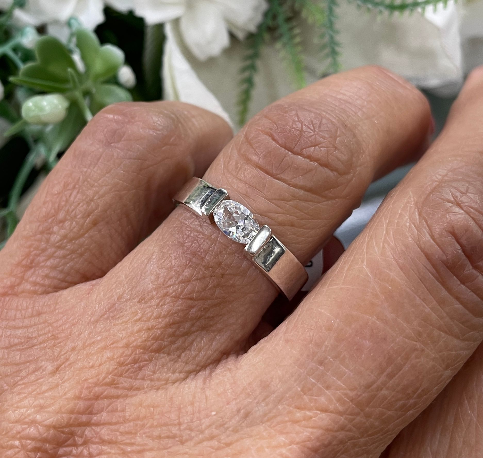 Sterling Silver Oval CZ Ring