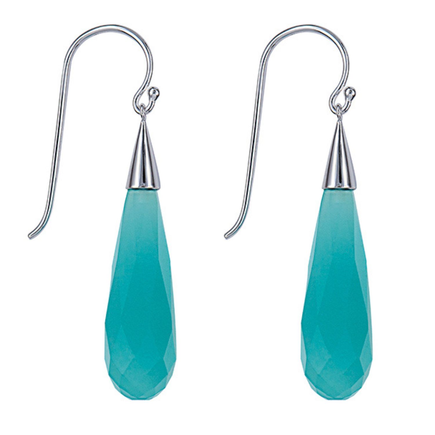 Sterling Silver Briolette Turquoise Drop Earrings
