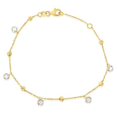 9ct Yellow Gold Ball & Crystal Bracelet