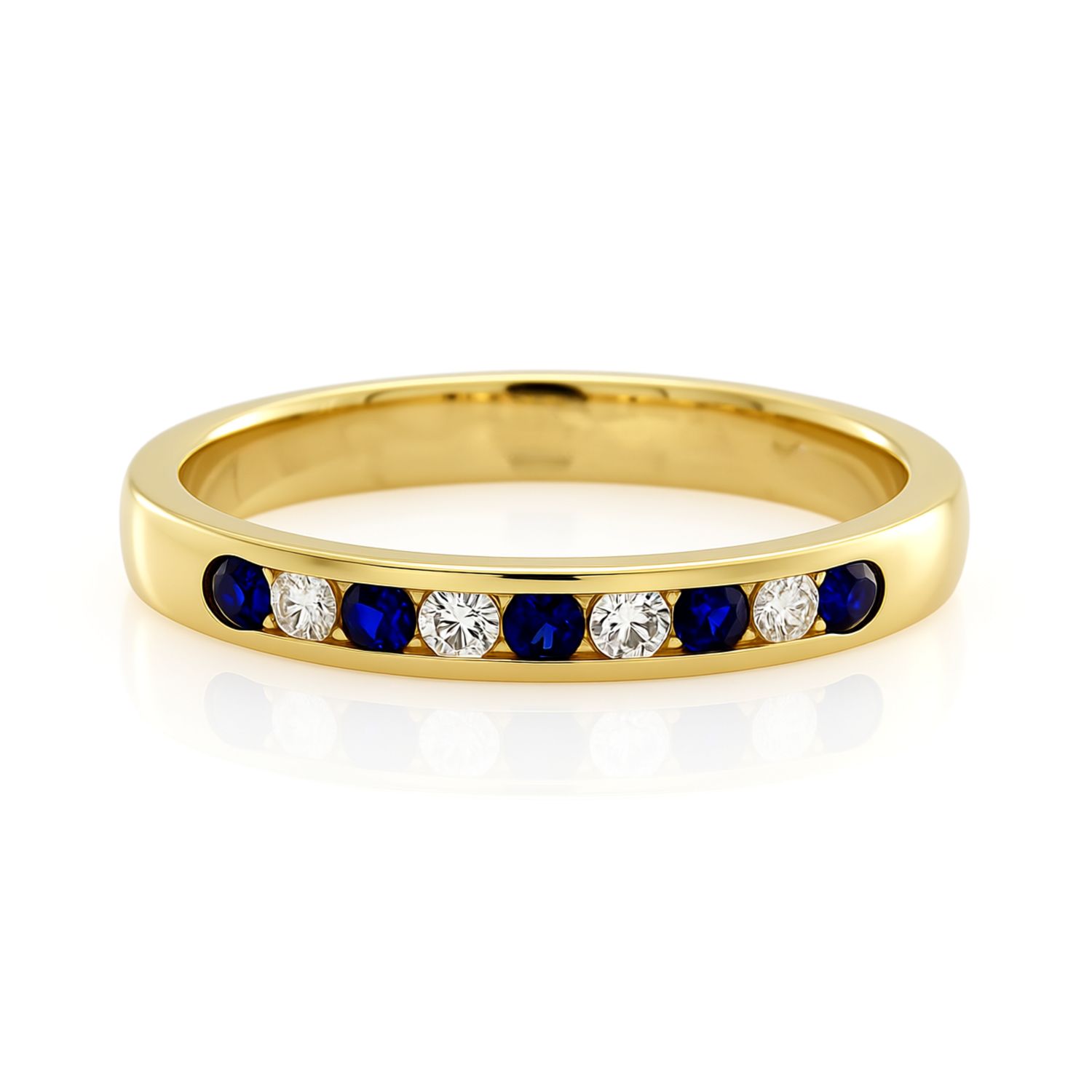 9ct Yellow Gold Sapphire & Diamond Band