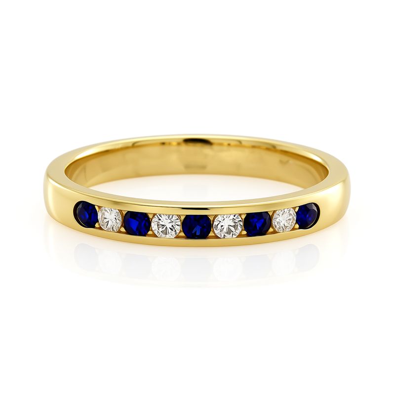 9ct Yellow Gold Sapphire & Diamond Band