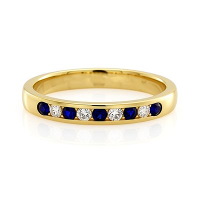 9ct Yellow Gold Sapphire & Diamond Band