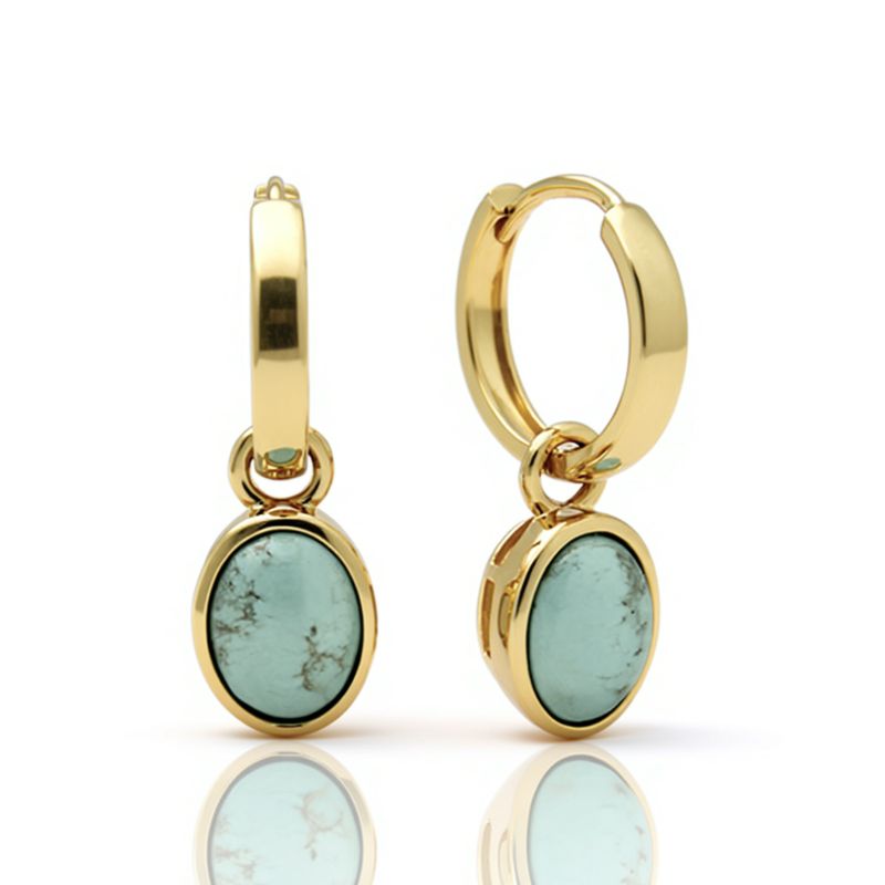 9ct Yellow Australian Turquoise Huggie Earrings