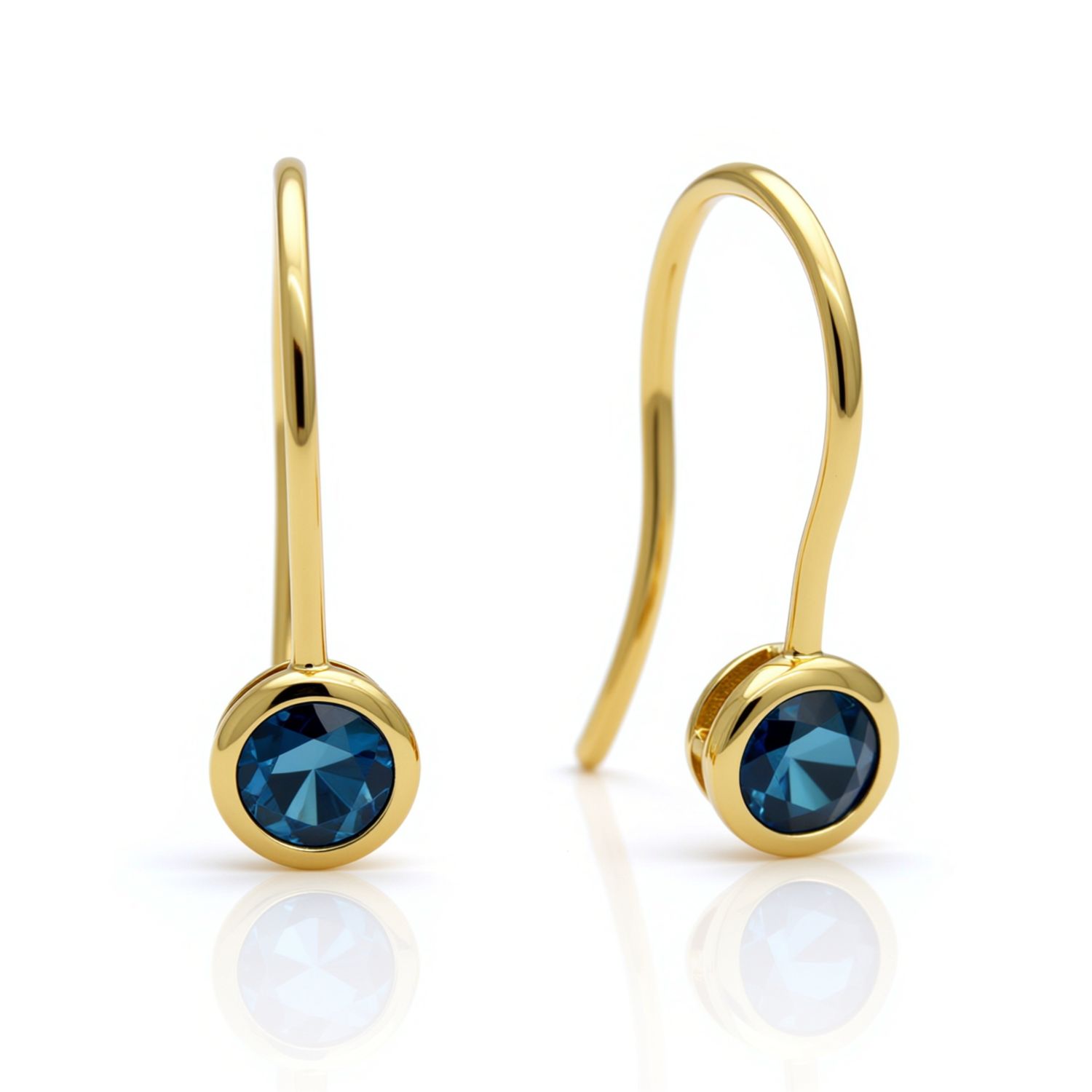 9ct Yellow London Blue Topaz Drop Earrings