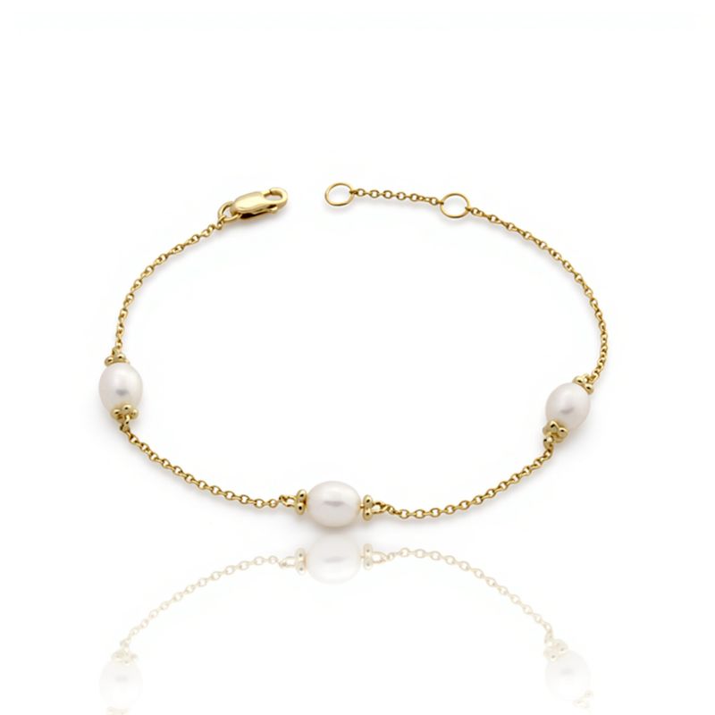9ct Yellow Oval Pearl Bracelet