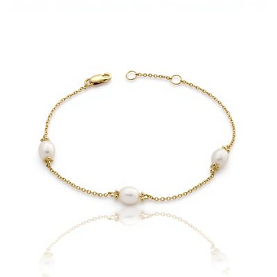9ct Yellow Oval Pearl Bracelet